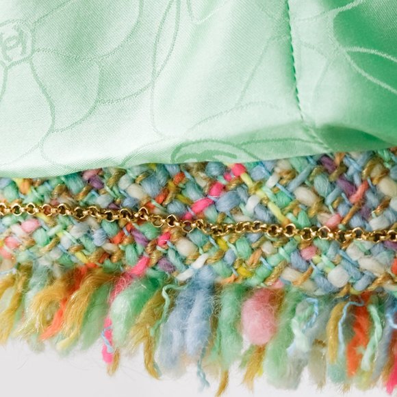 Chanel Fall 2001 Multicolour Silk Applique Tweed Jacket - Picture 13 of 16